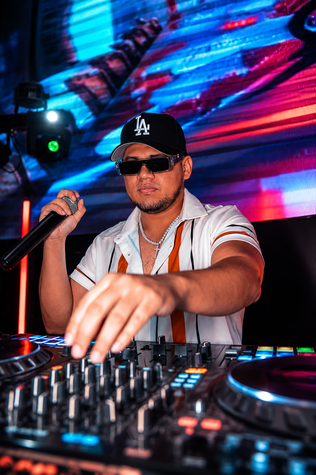On the mic · Hyping the crowd